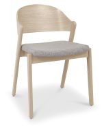 Long Beach - Ply Back Dining Chair Vaga Scandi Oak Grey Fabric (Sold in Pairs)