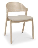 Long Beach - Ply Back Dining Chair Vaga Scandi Oak Ivory Bonded Leather (Sold in Pairs)