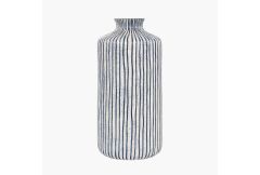 Bude Vase Blue & White Stoneware Stripe Design