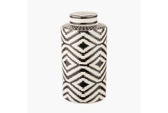 Chirala Lidded Ginger Jar Black & White Ceramic