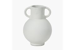 White Metal Vase with Handles