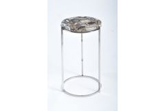 Agate Round Side Table on Nickel Frame