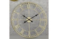 Antique Gold Metal Round Wall Clock 
