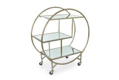 Bar Trolly - In Antique Silver Champagne Leaf with Mirror Shelves