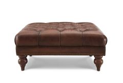 Burnham - Square Buttoned Leather Footstool