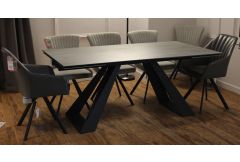 Santorini - Dining Table, 2 Eliot Swivel Chairs & 4 Maria Swivel Chairs - Clearance