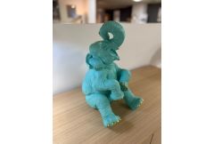 Laughing Elephant Ornament - Pale Blue with Gold Detail