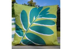Leaf Print Outdoor Green Cushion