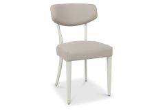 Long Beach - Upholstered Dining Chair - Grey Fabric White Leg (Sold in Pairs)