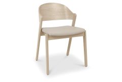 Long Beach - Ply Back Dining Chair Vaga Scandi Oak Ivory Bonded Leather (Sold in Pairs)