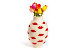 Large Multi Red Lips Ceramic Vase