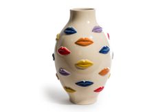 Large Multicolour Lips Ceramic Vase